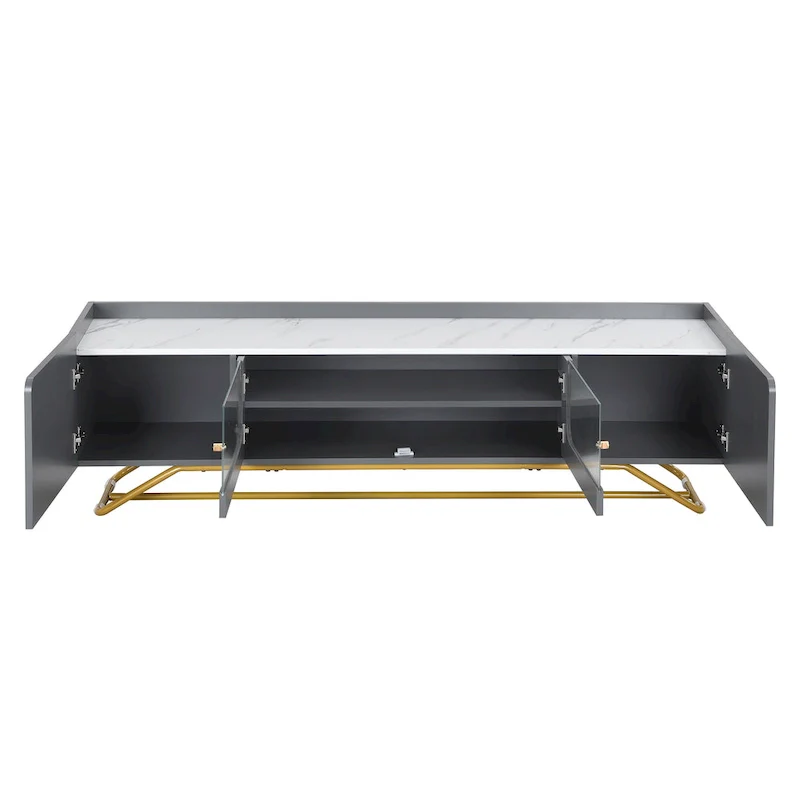 TV Console Table with Gold Frame Base