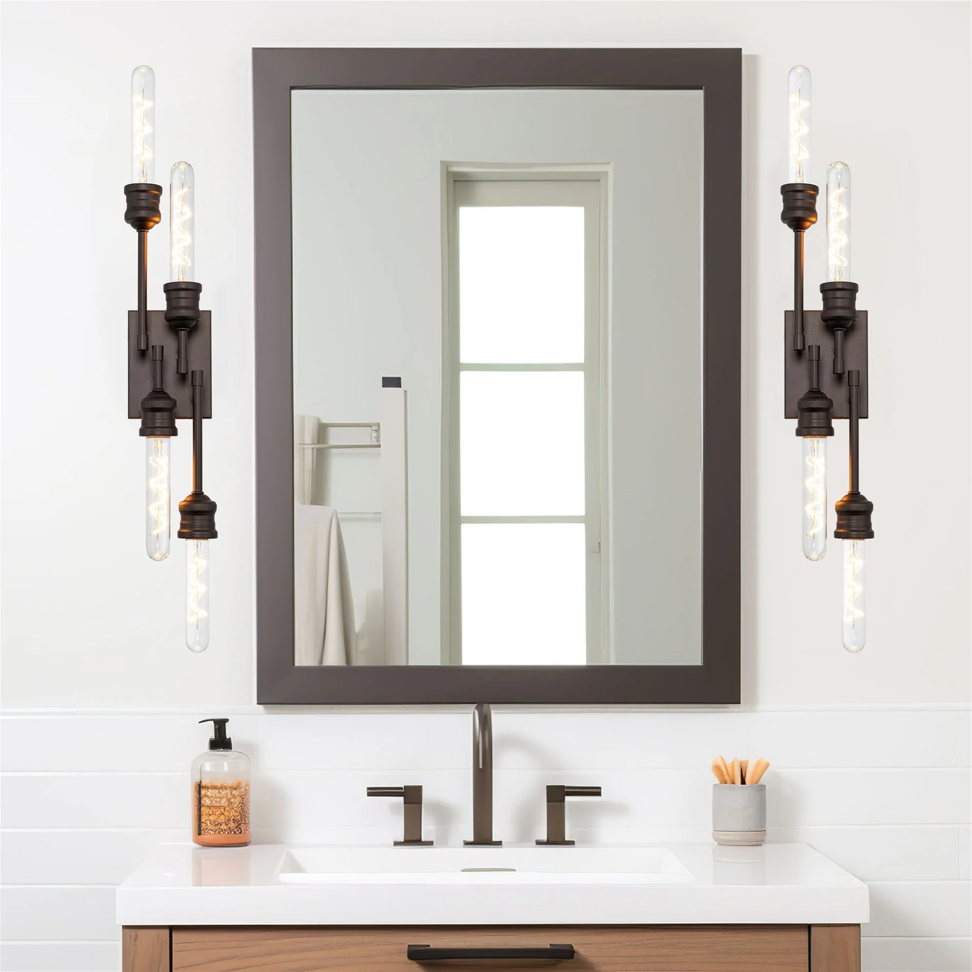 Quattro 19 Modern Industrial 4-Light Linear Vanity Light
