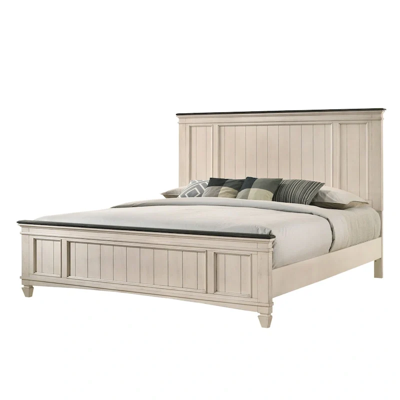 Roseanne 6 Piece Cream Brown Panel Bedroom Set