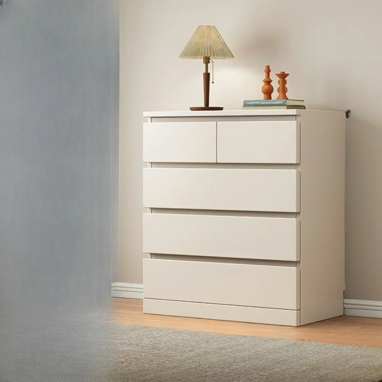 Modern Natural Wood Gloss Surface Dresser with 8-Drawers