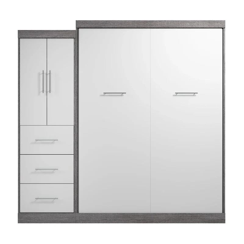 Nebula Queen Murphy Bed with Wardrobe (90W) by Bestar