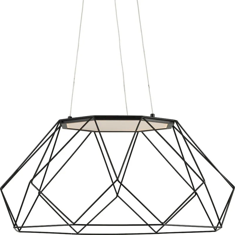Geodesic LED Collection Matte Black LED Mid-Century Modern Large Pendant Hanging Light - 14.570  x 25.980  x 25.980