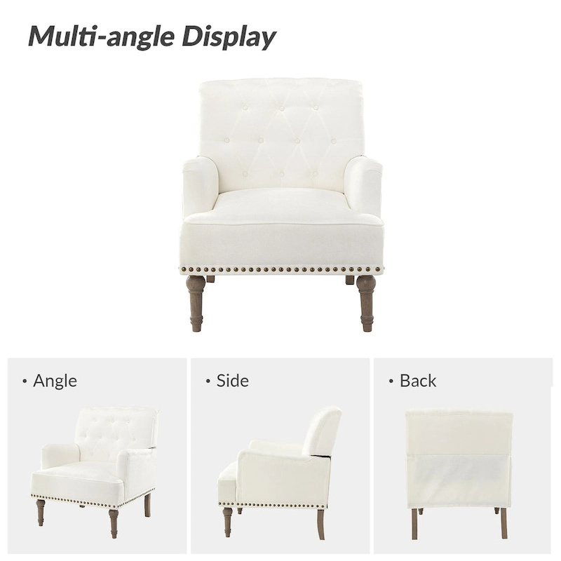 Geltrude Traditional Upholstered Accent Chair with Button Tufted Back Set of 2 by HULALA HOME