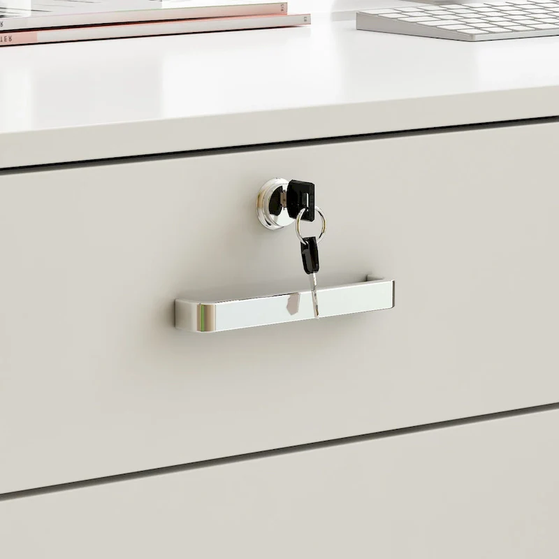 Timechee 55.1W LShape Wood Reception Desk Computer Desk Keyboard Tray