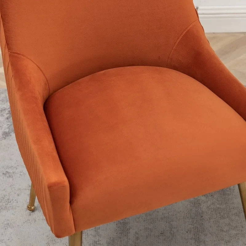 Mid Century Velvet Accent Dining Chair Set of 2 with Rear Handle