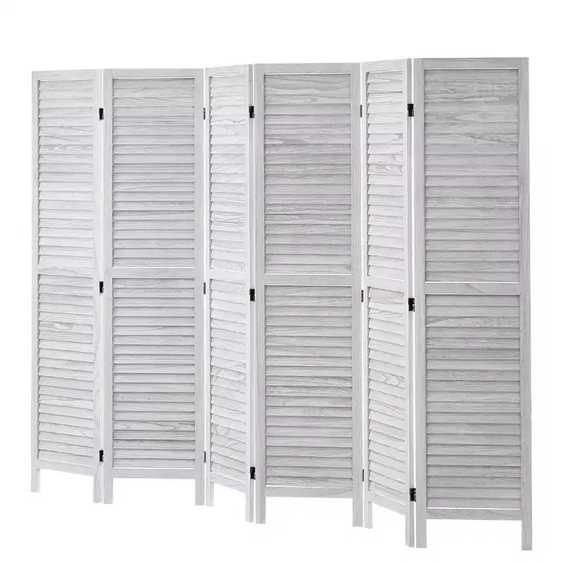 VEVOR Wood Room Divider, 6 Panel Wood Folding Privacy Screen, 66.9 Inches Tall Indoor Louvered Wooden Partition, Portable Decoration Screen