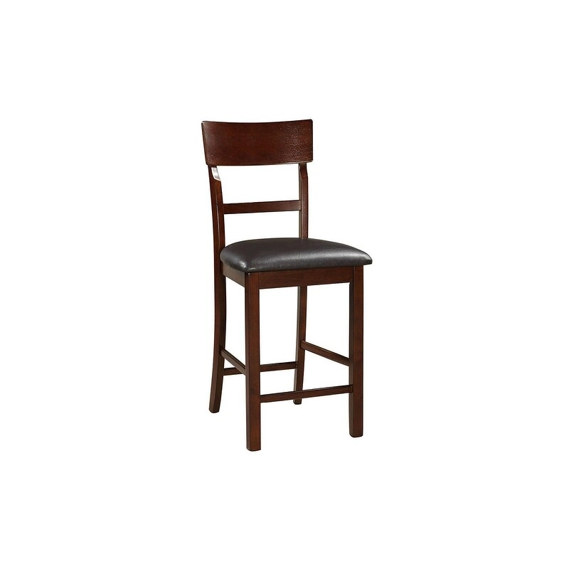 Set of 2 Chairs Dining Room Furniture Brown Solid wood Counter Height Chairs Upholstered Cushioned Unique back