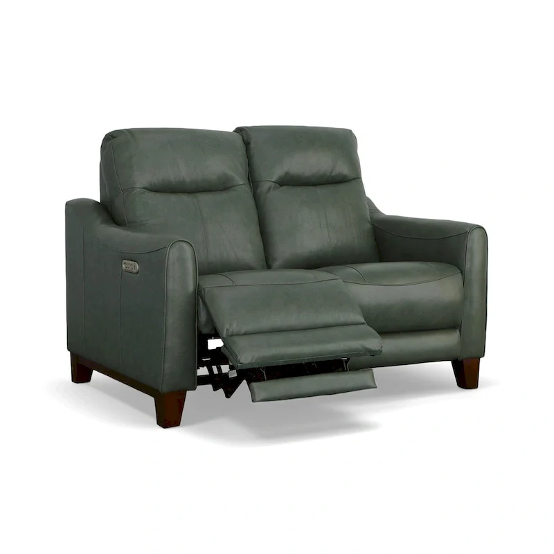Forte 57 Genuine Leather Round Arm Reclining Loveseat