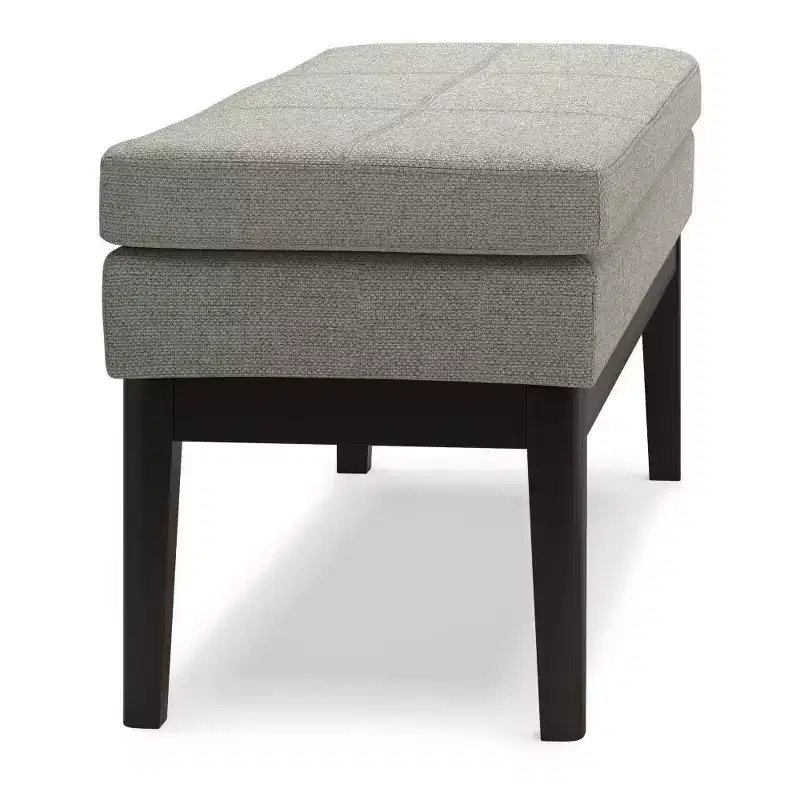 Distressed Saddle Brown / Greige Mid-Century Rectangle Ottoman Bench, Seats 2