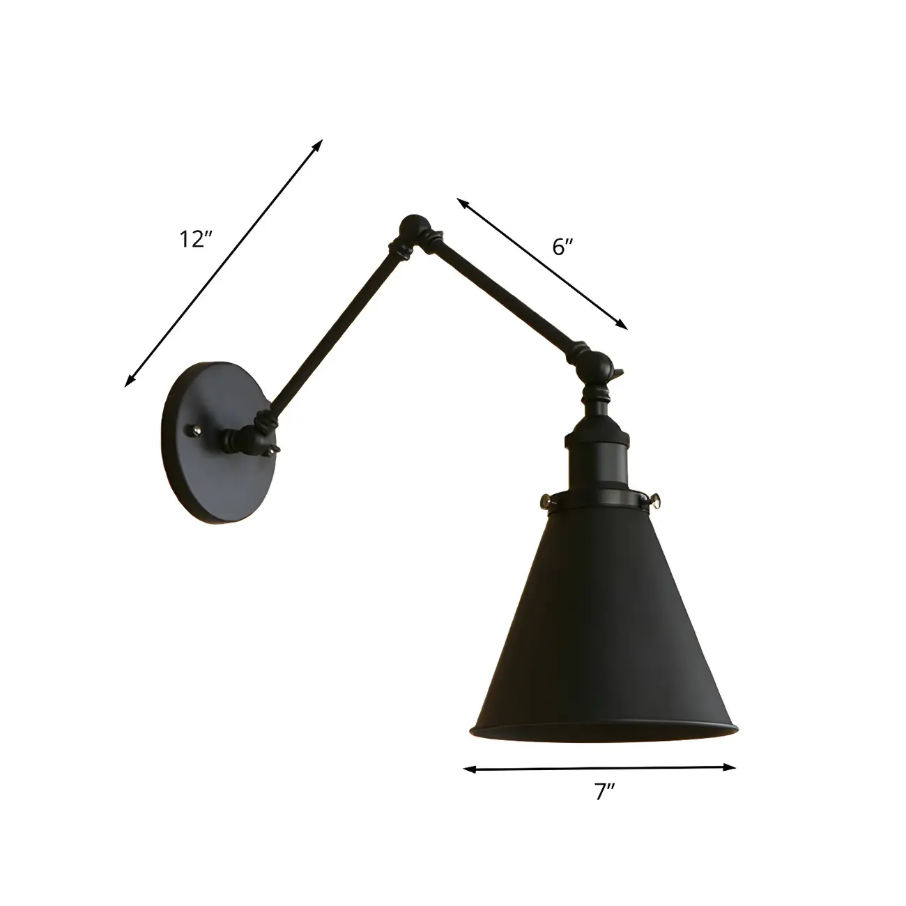 Industrial Metal Cone Swing Arm Wall Light