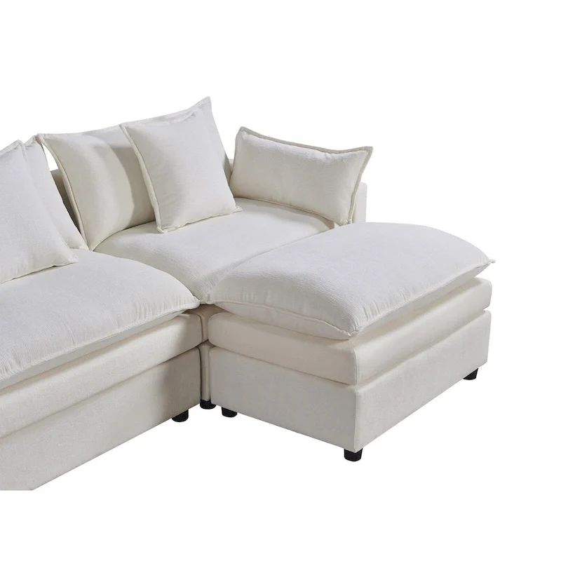 White 142.52 U-Shaped 6-Seater Sectional Sofa