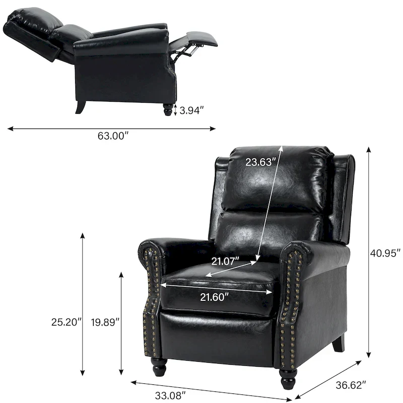 Modern Padded Seat Recliner Chair with PU Leather