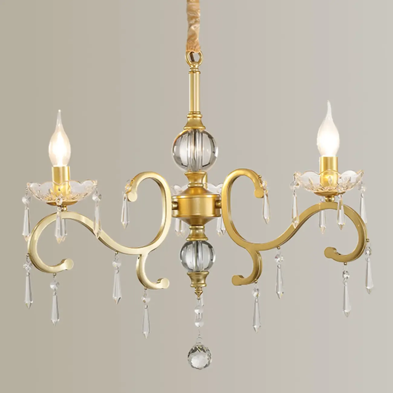 French Gold Crystal Candelabra Chandelier