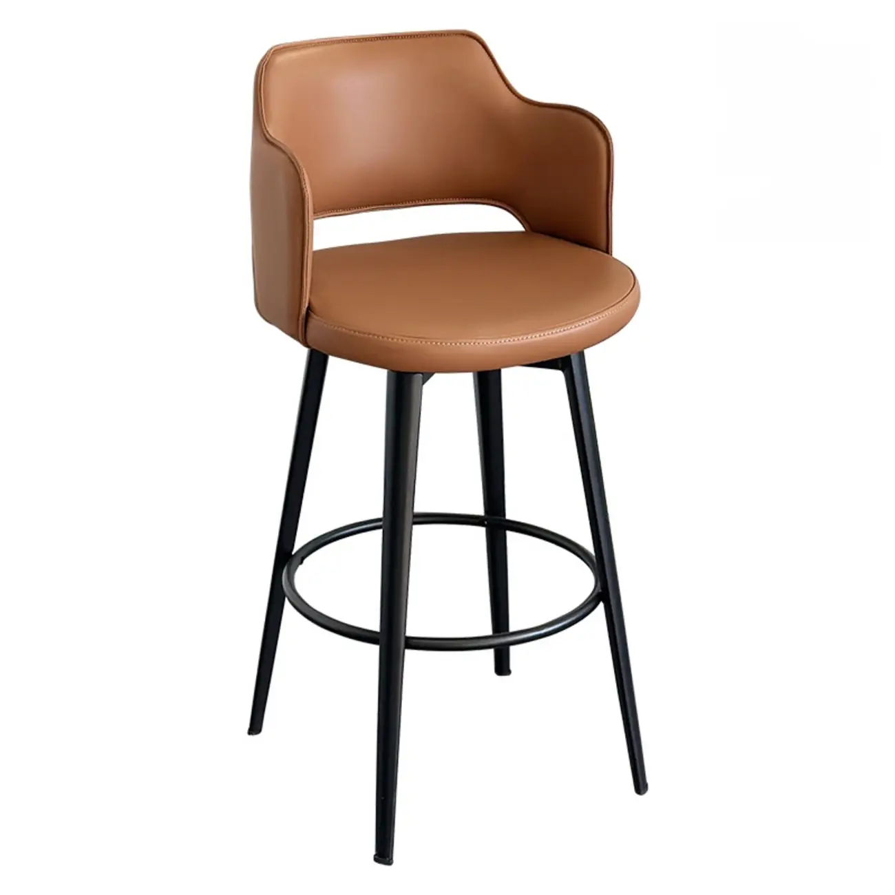 Mid-Century Modern Upholstered Bucket Seat Swivel Bar Stools