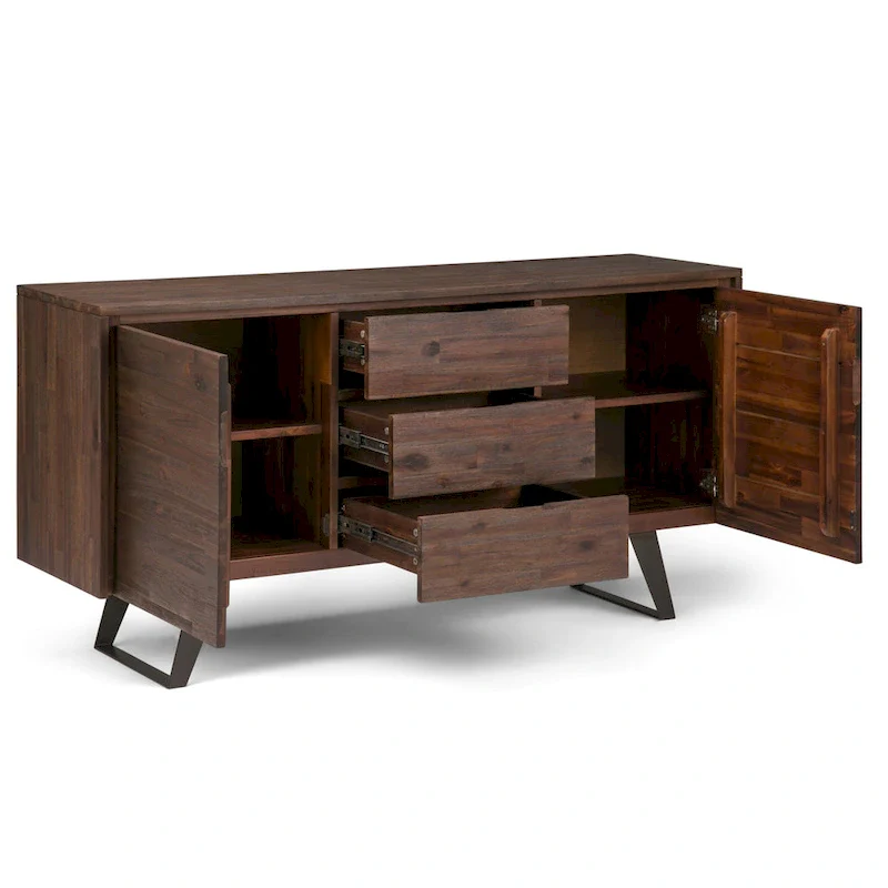 WYNDENHALL Mitchell Metal 60 inch Wide Rectangle Modern Industrial Sideboard Buffet in OAK WOOD - 60 x 17 x 30