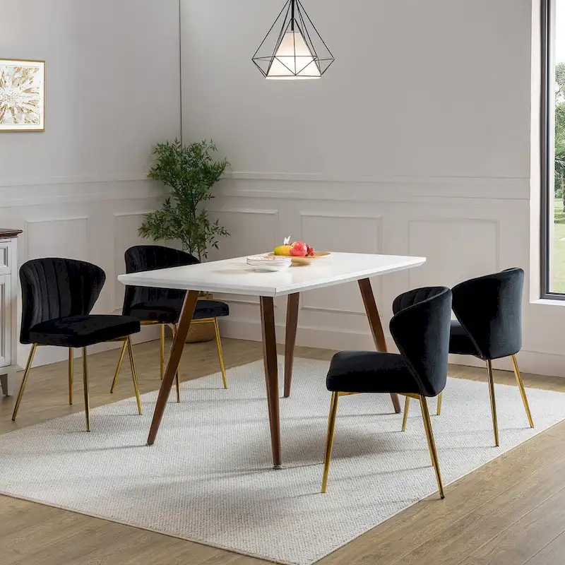 Barbara Side Chair with Metal Base Set of 4 by HULALA HOME