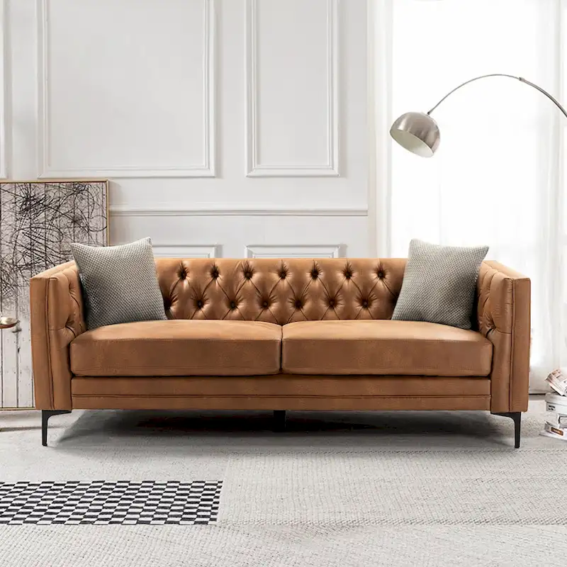 Calymne 84 Classic Square Arms Sofa with Button-Tufted Back by HULALA HOME