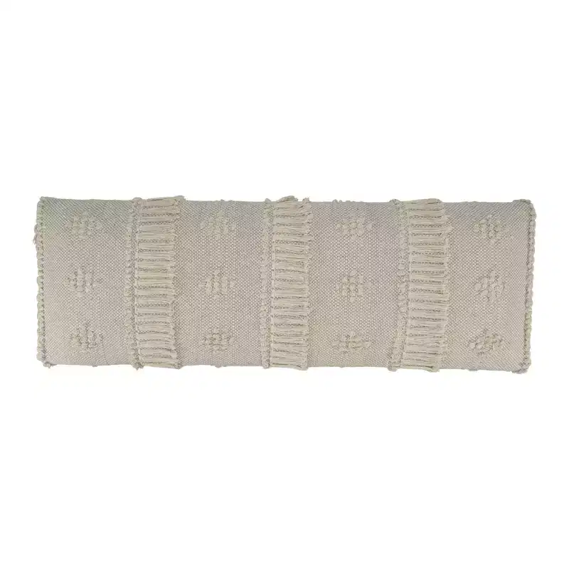 HomeRoots 47 Cream And Black Leg Abstract Stripe and Dot Upholstery Bench