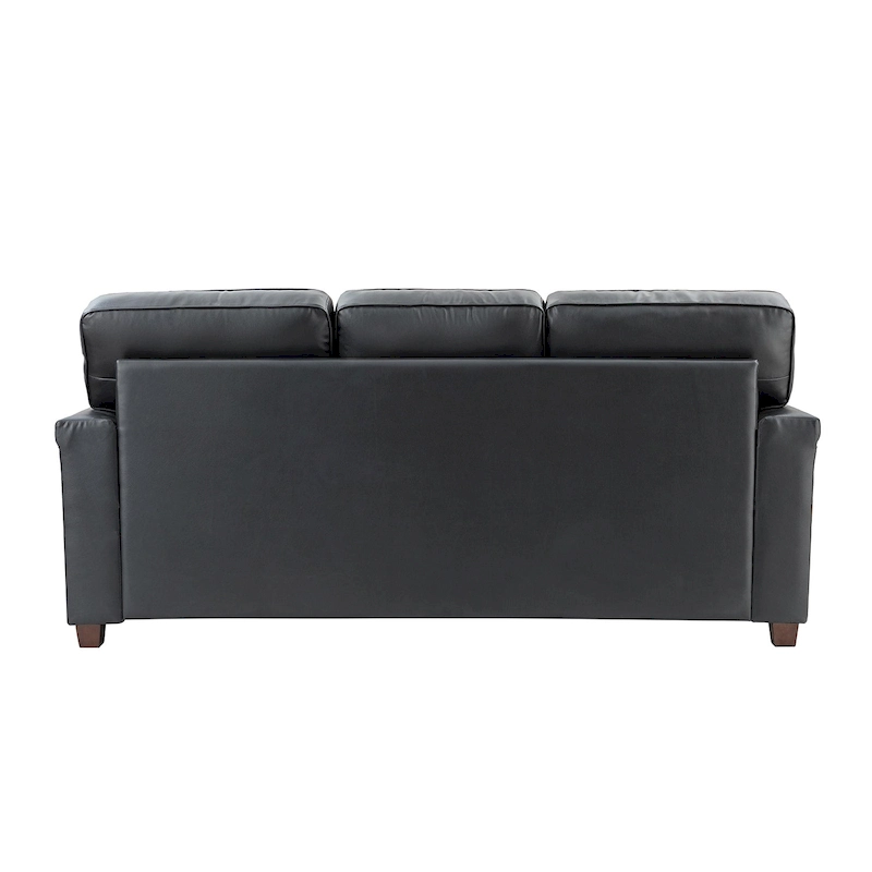 Rita Living Room 3-Seat Genuine Leather Sofa with Solid Wood Legs and Nailhead