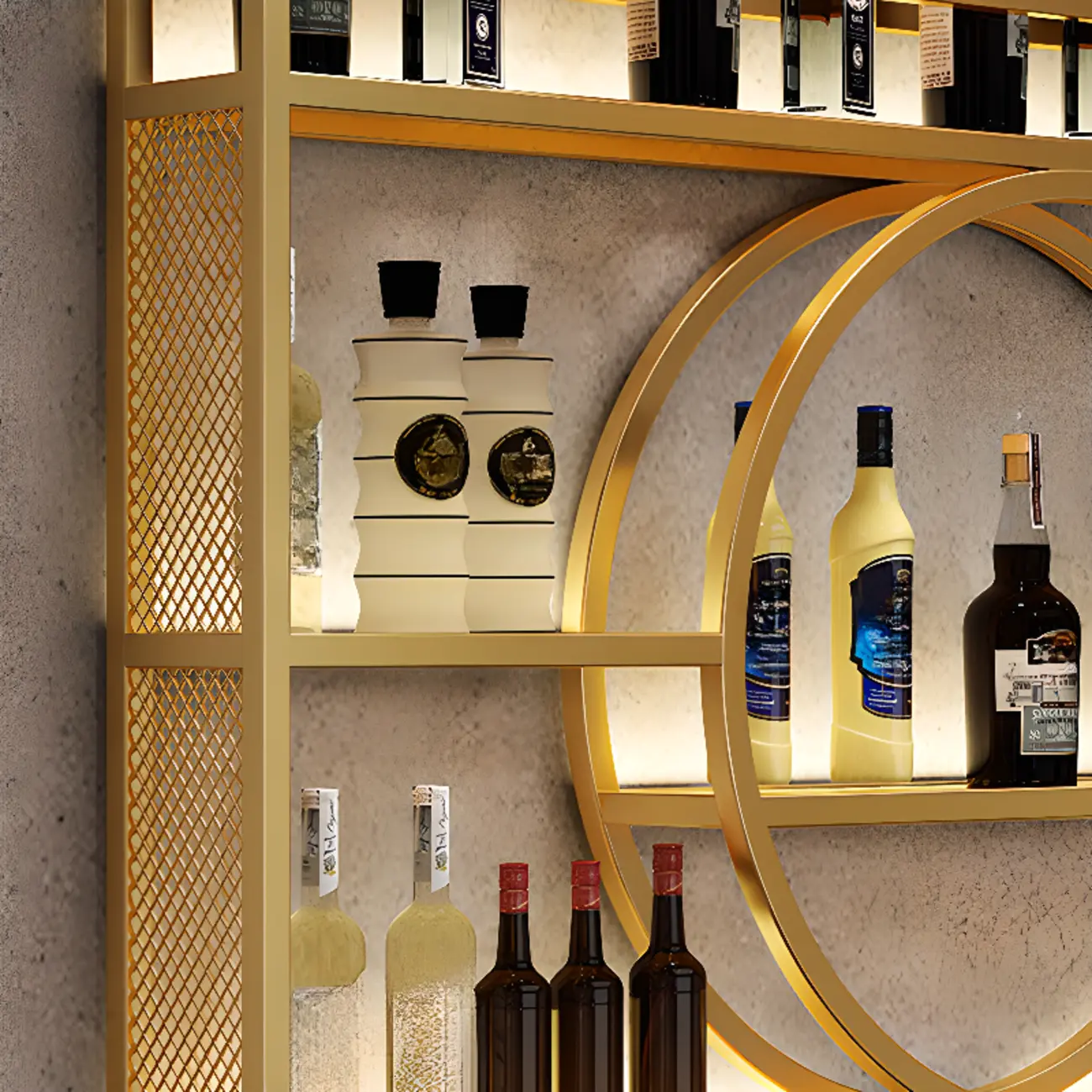 Black Circular Metal Wall Mounted Wine Rack