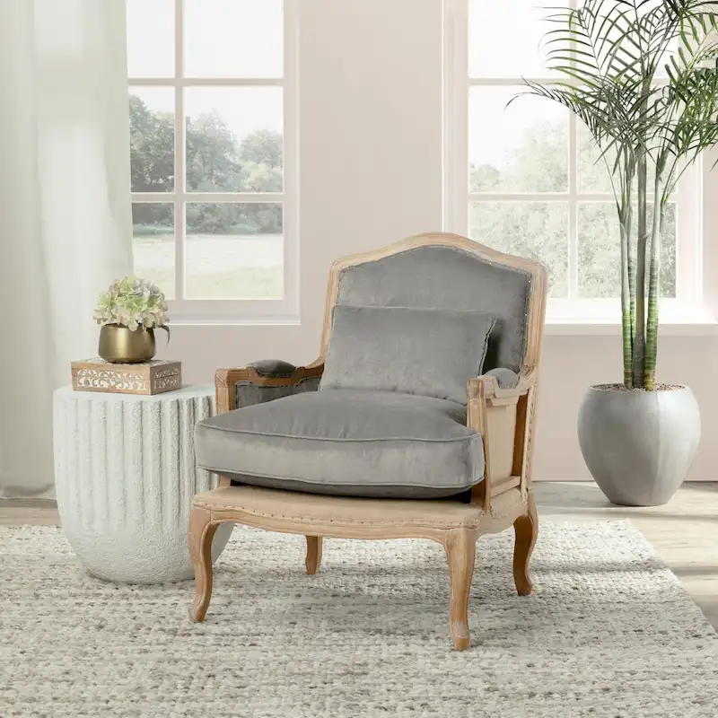 Classic Home Brittani Upholstered Grey Arm Chair - 38Hx29Wx31D