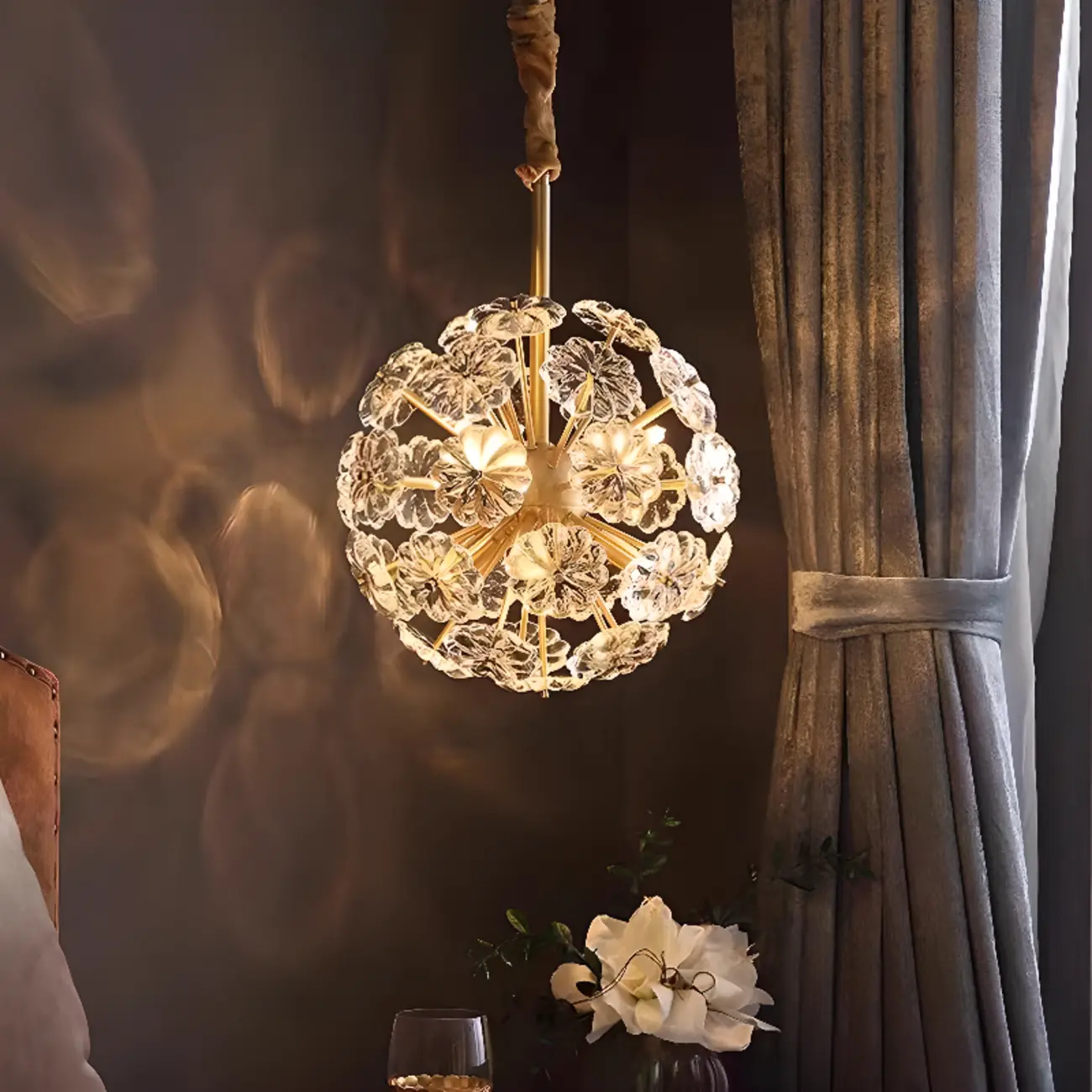 Modern Crystal Globe Chandelier with Ambient Light