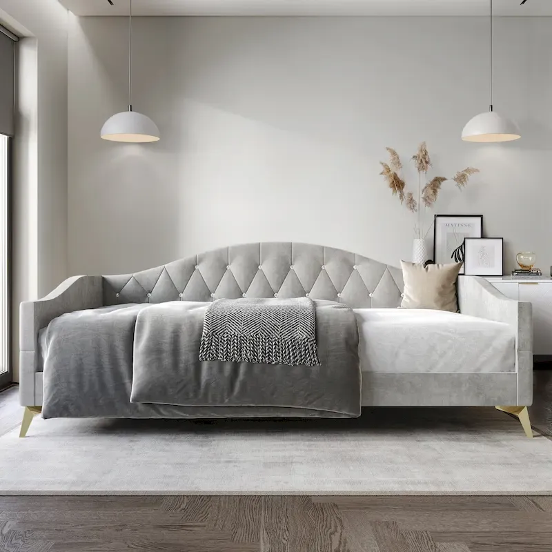 CraftPorch Elegant Crystal Button-Tufted Twin Size Upholstered Daybed