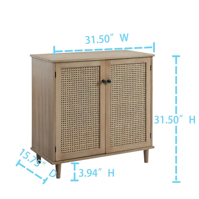 Natural Bamboo / Walnut Woven Rattan Accent Cabinet with Sliding or Standard Doors – Single Unit
