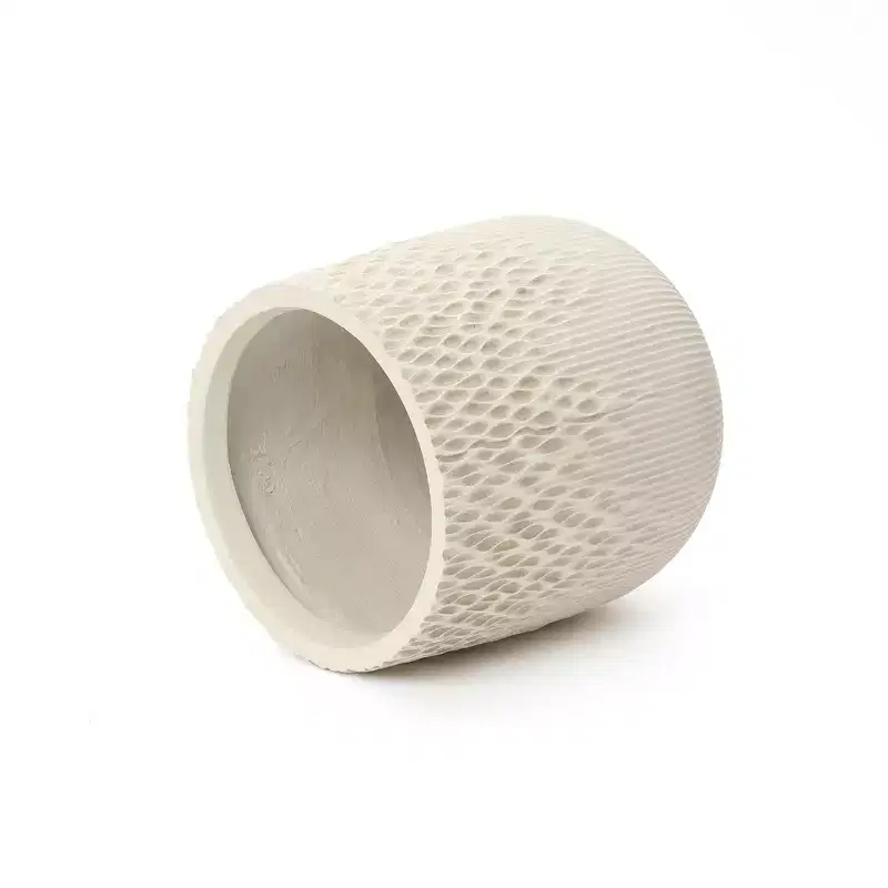 LuxenHome Antique Off-White Round Planter, Deep-to-Light Gradient Texture, Tapered Design