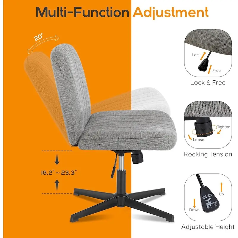 Office Desk Chair - Armless - Swivel with Wheels