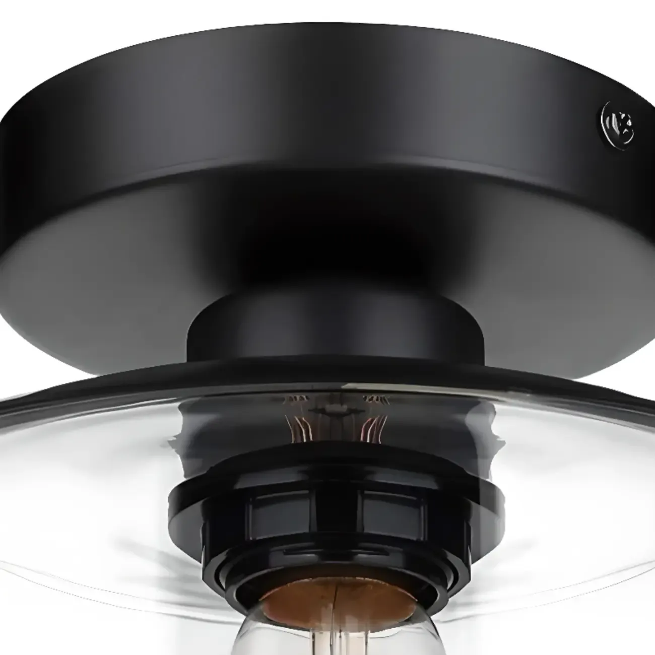 Hallway Industrial Clear Glass Semi Flush Ceiling Light