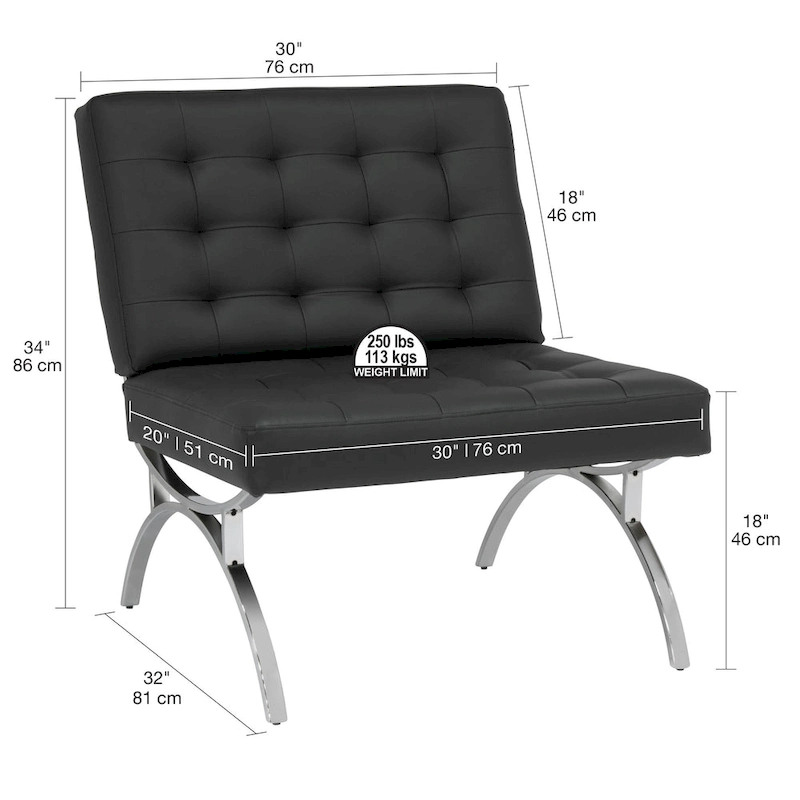 Newel Modern Blended Leather and Chrome Metal Frame Mid Century Accent Chair