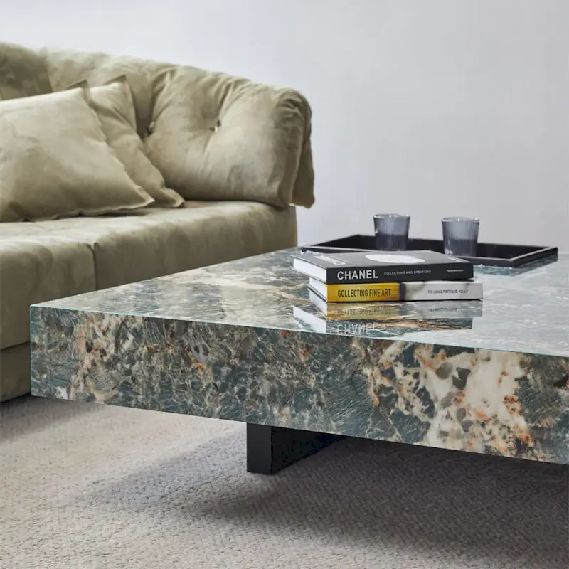 JASIWAY Light Luxury Sintered Stone Square Coffee Table