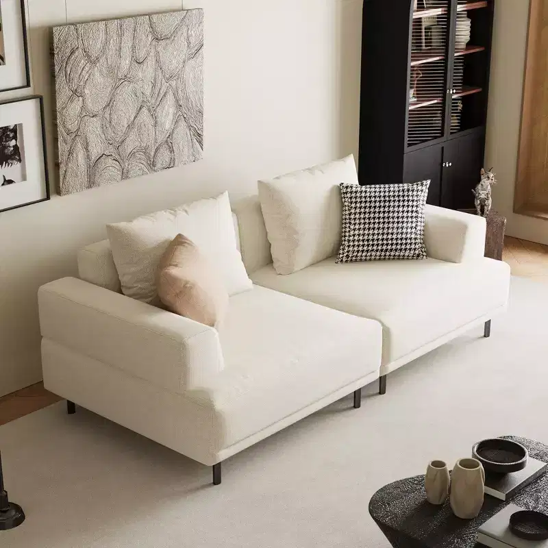 Luck Live Modern Breathable Cotton-Linen Fabric Sofa, couch,Solid Wood Frame, High-Elastic Sponge Seat Cushion Light Beige
