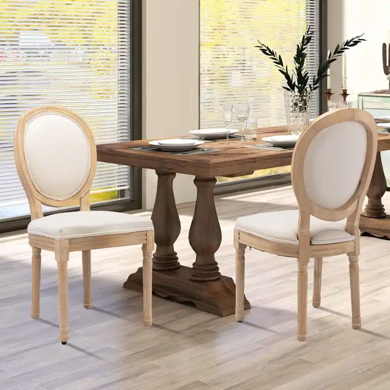 French Chair Dining Chair Solid Wood with Nailhead Trim Set of 2