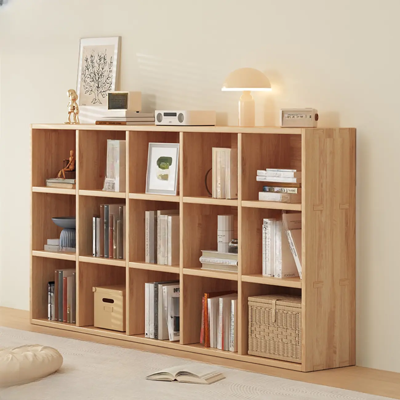 Modern Modular Rectangular Lateral Pine Wood Bookcase