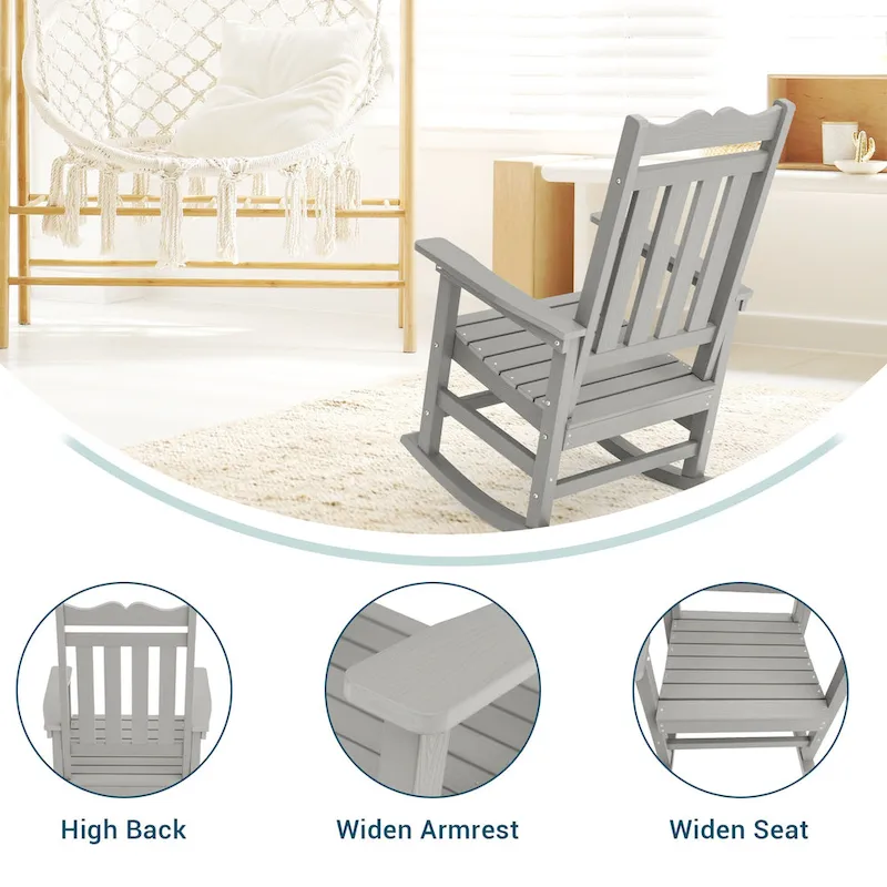 BONOSUKI Patio Adirondack Rocking Chair,Fire Pit Chair Weather Resistant