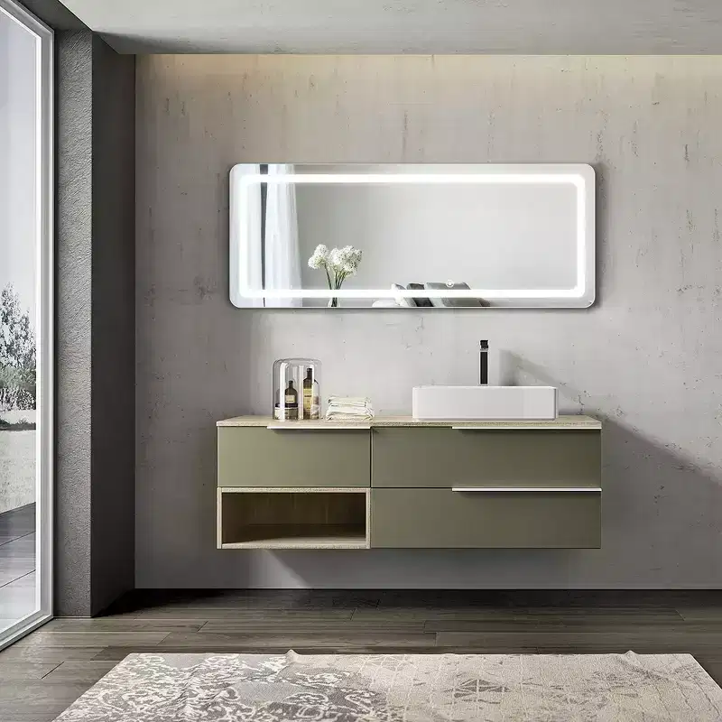PexFix 20 in. W x 63 in. H Modern Full Length Rectangular Frameless Mirror With Rounded Corner in Silver