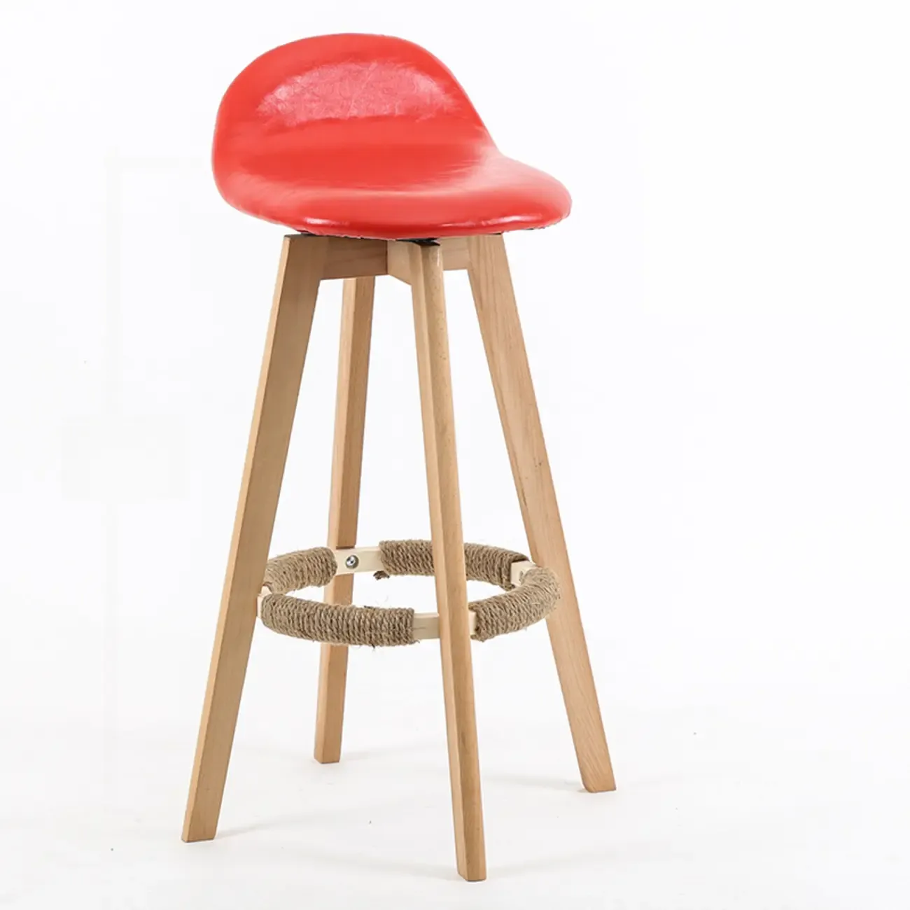 Scandinavian Wood Plush Seat Comfy Design Bar Stool