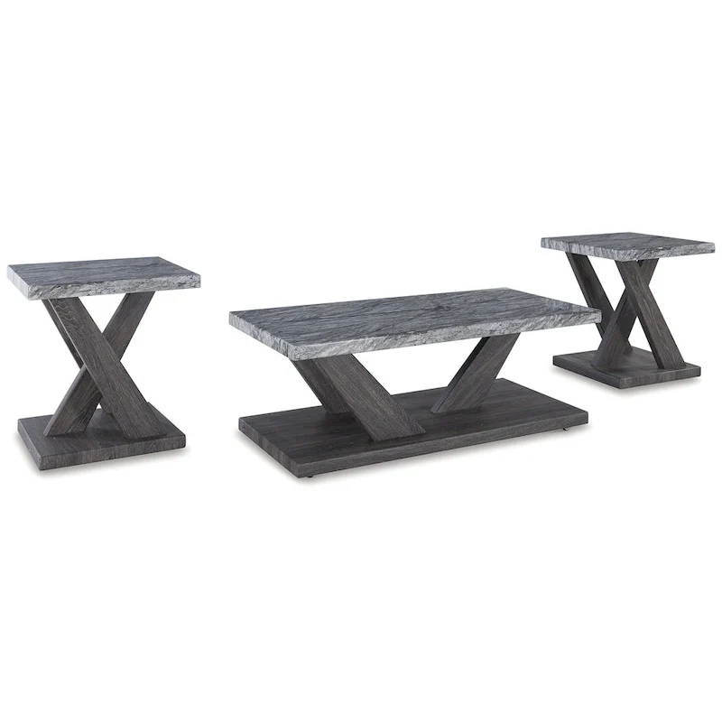 Grey Marble-Top Coffee & End Table Set, 3-Piece