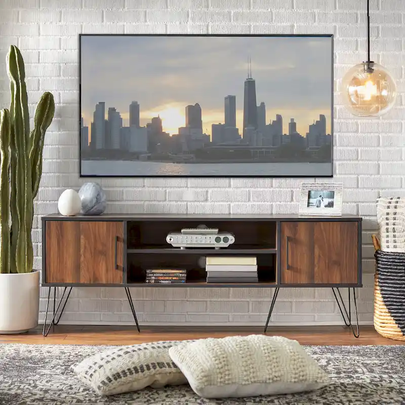 Mid-Century TV Stand with Side Cabinets