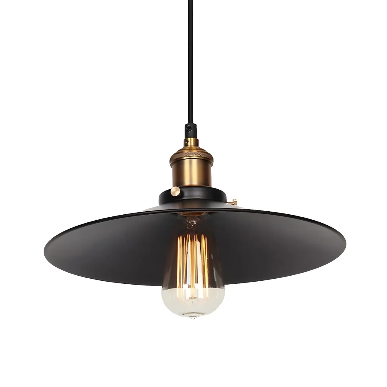 Industrial Black Metal Cone Hanging Pendant Light Fixture