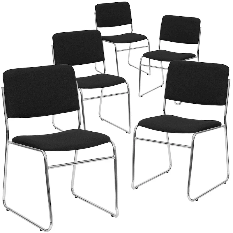 5 Pack 500 lb. Capacity High Density Stacking Chair - 23  D x 18.75  W x 32.25  H