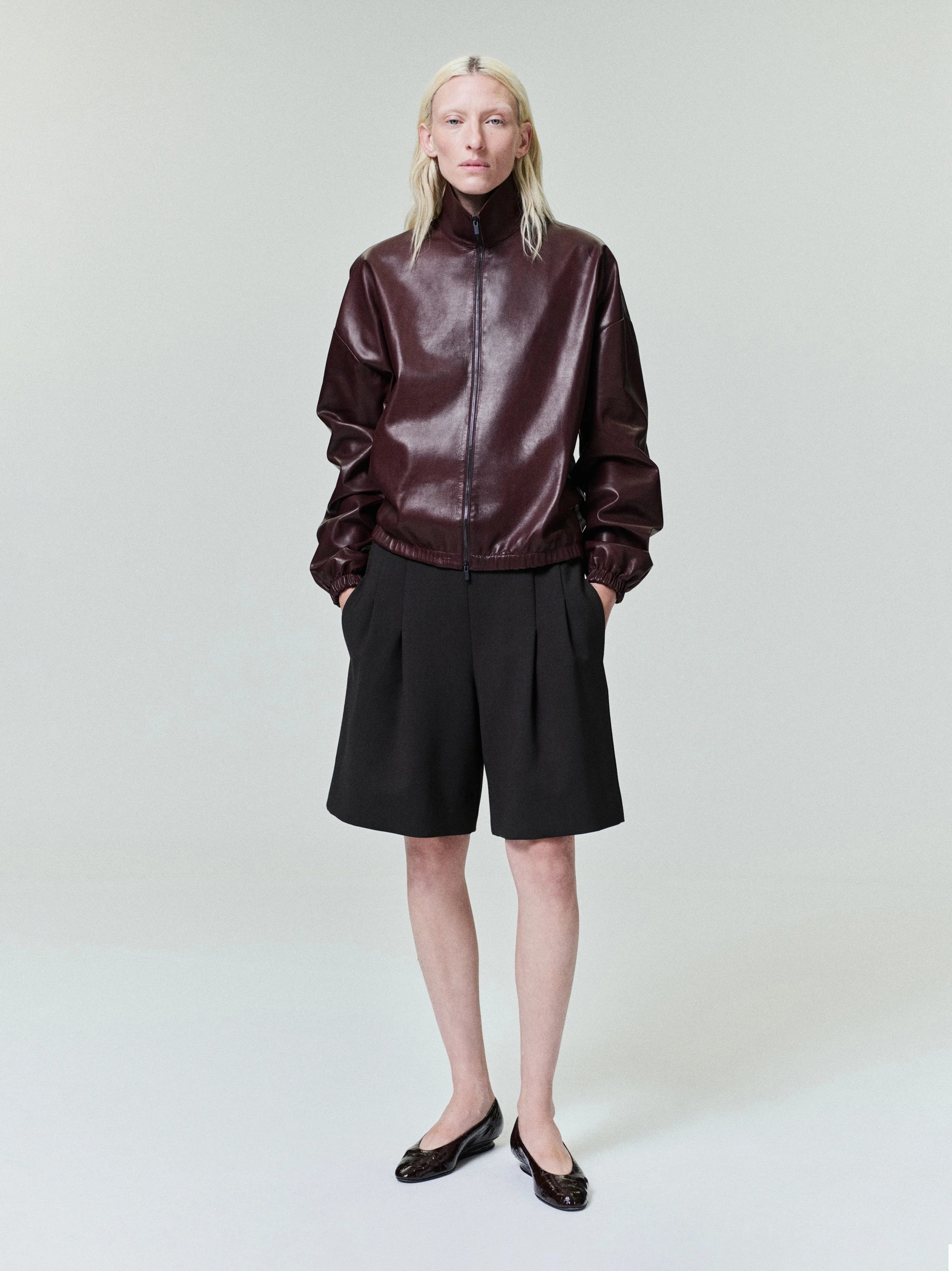 Womens Leather Track Jacket