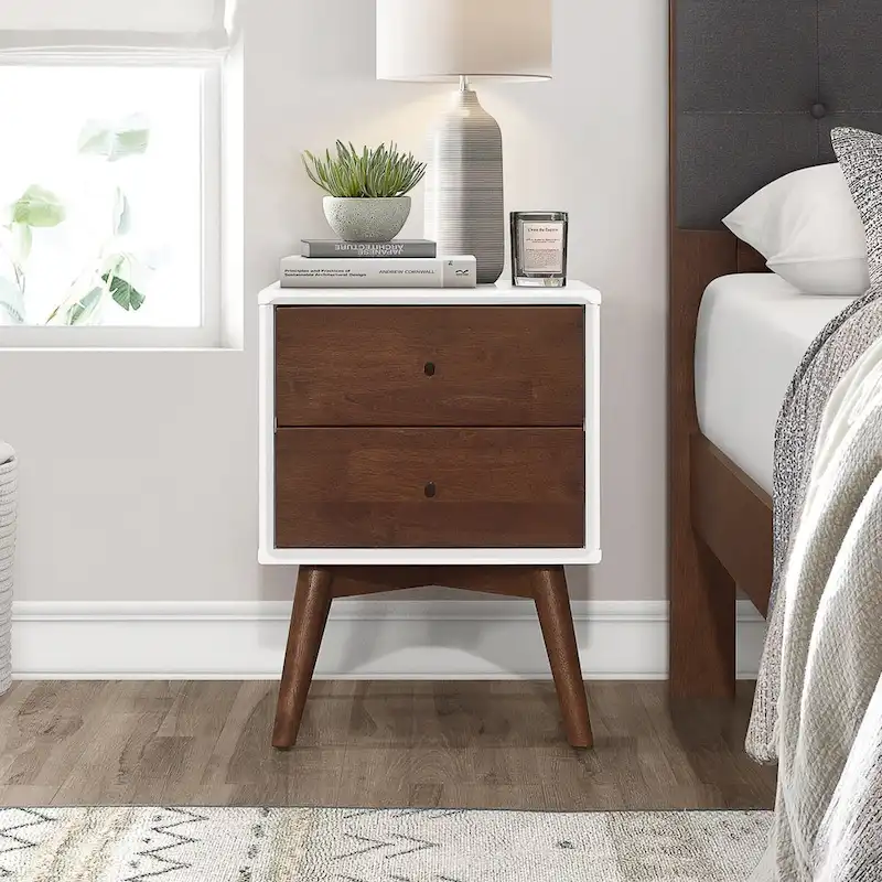 Novel Mid Century Modern Walnut Nightstand Bed Side Tables