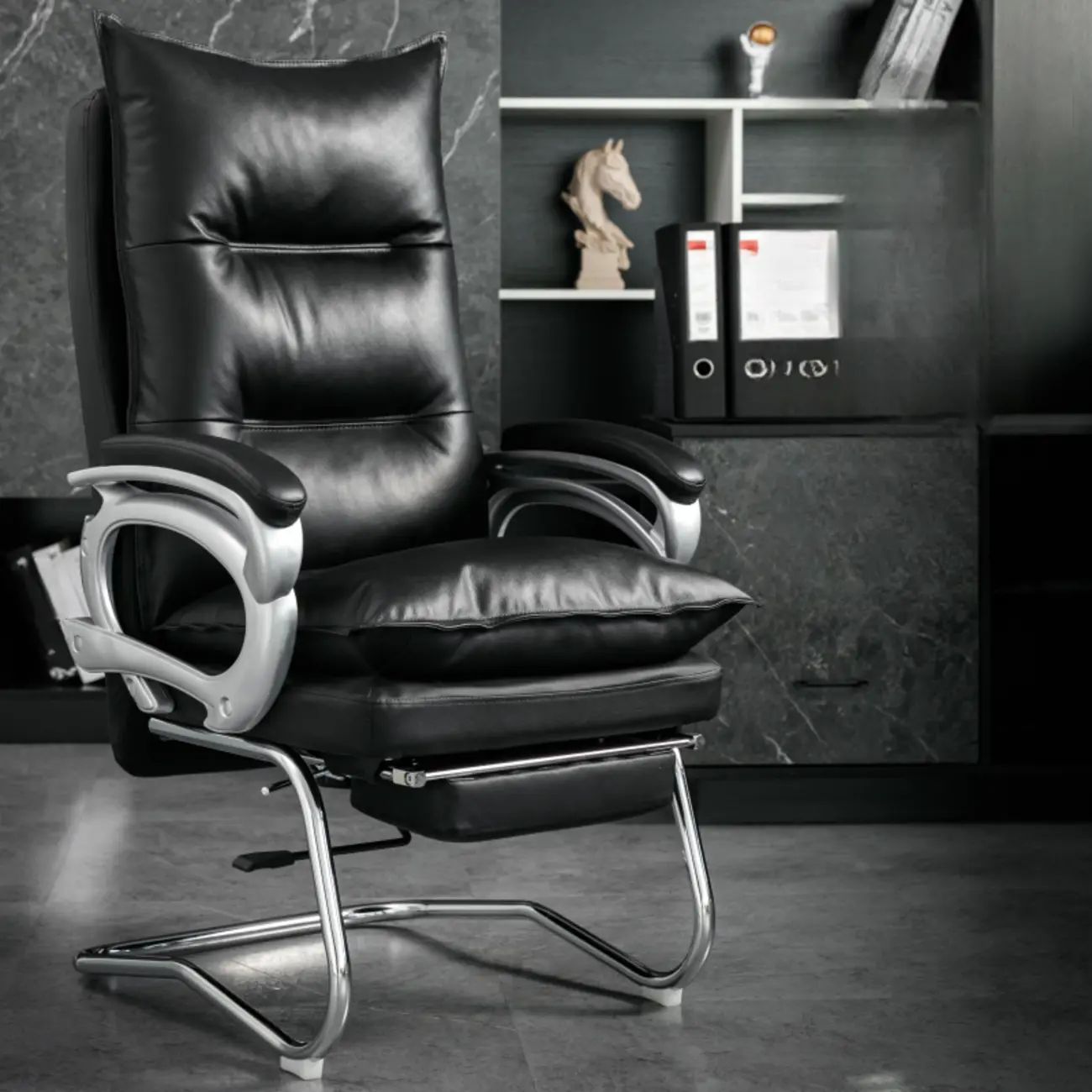 Elegant Brown Leather Reclining Executive Office Chair