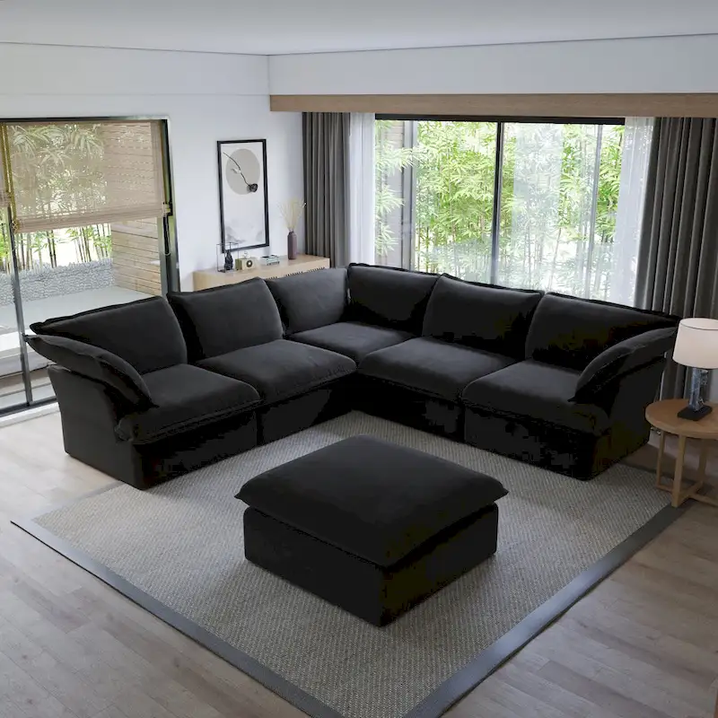 L-shape Sectional Sofa Modern Upholstered Modular Sofa