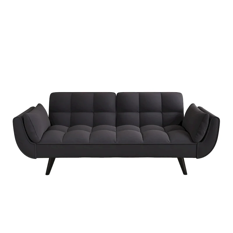 Black 57 Convertible Loveseat Sofa Bed with Adjustable Backrest, Pillows