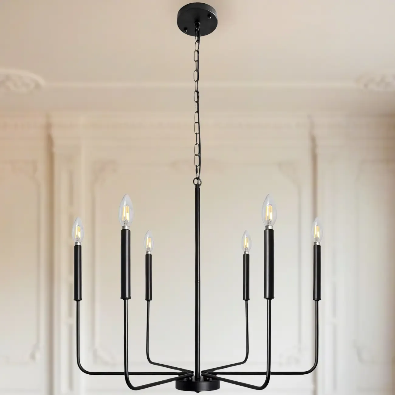 Industrial Black Chandeliers at Home with Adaptable Height