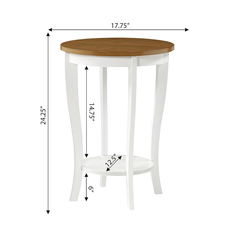 Round End Table with Shelf - Classic Design